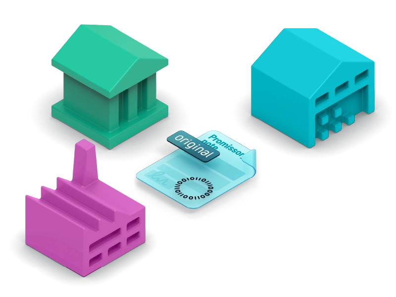 Digital promissory notes between stakeholders